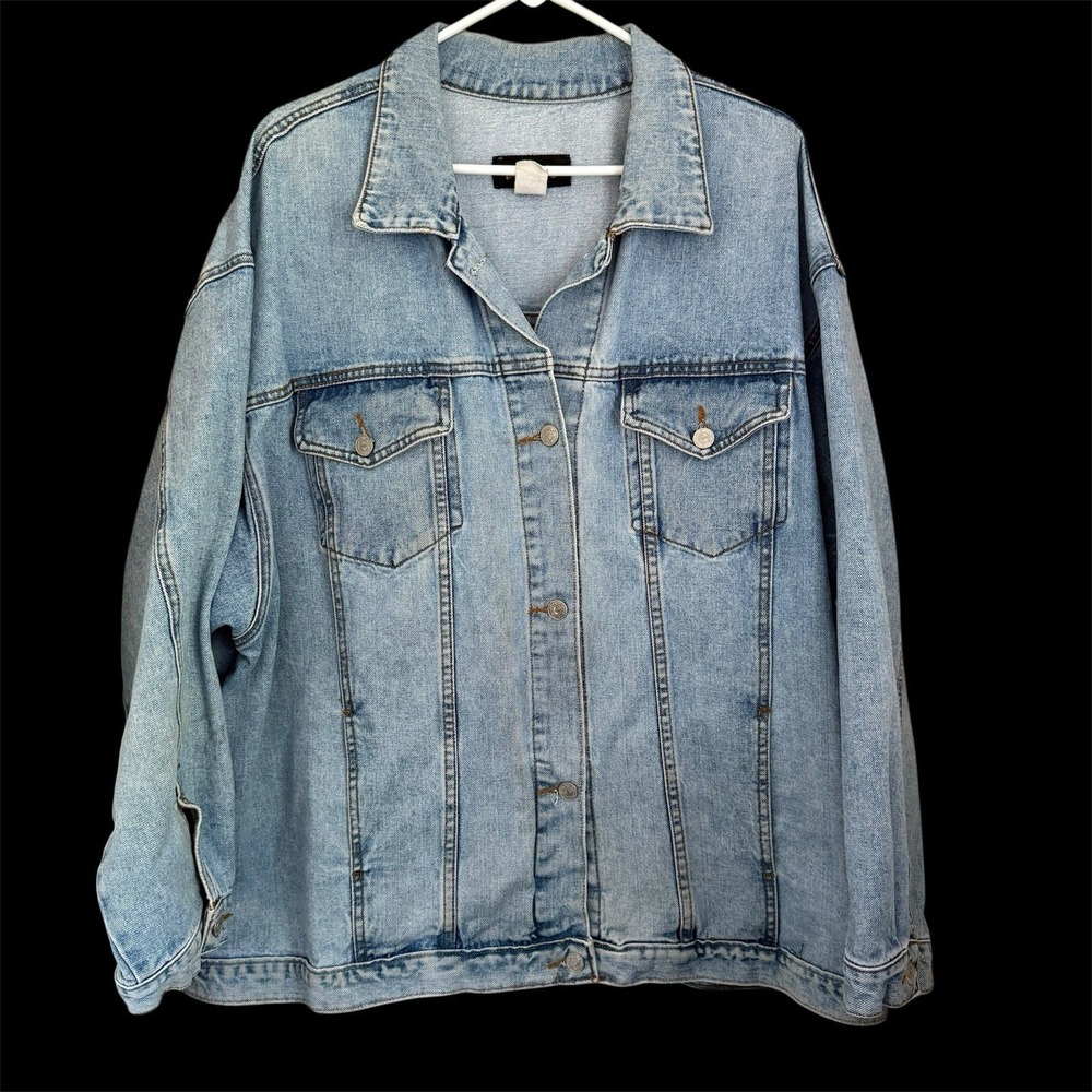 Vintage Team Tactics Womens Oversized Denim Trucker Jean Jacket 3X‎ Made in USA
